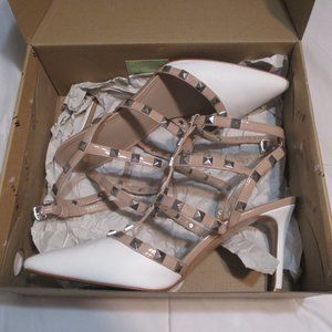 Mix No. 6 Liraven studded heels white with tan size 11
